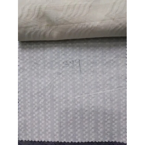 White Embroidered Cotton Fabric - 100% Cotton, 44-45 Inch Width | Soft, Breathable, Lightweight for Ethnic Wear - Hand Wash Care