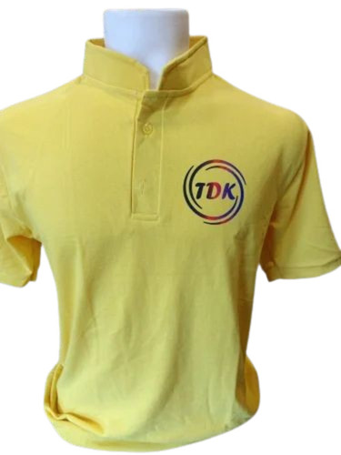 Yellow Half Sleeves T Shirt - Polycotton, Regular Fit, Light Weight, Breathable, Mega Sleeves, Polo Collar | Available in Sizes S, M, L, XL - Plain Design