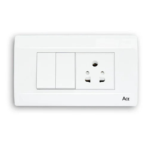 Ace Series Modular Electric Switch - Polycarbonate, One Way, 5A, 1 Module | White Color, Maximum Voltage 220V