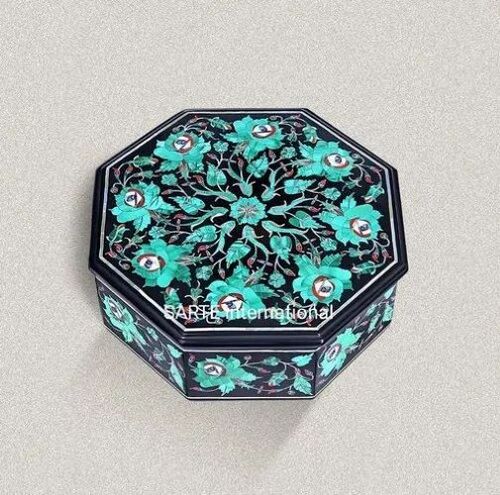 Black Marble Jewelry Box - Premium Round Design, Natural Stone with Smooth Finish and Elegant Handcrafted Detailing