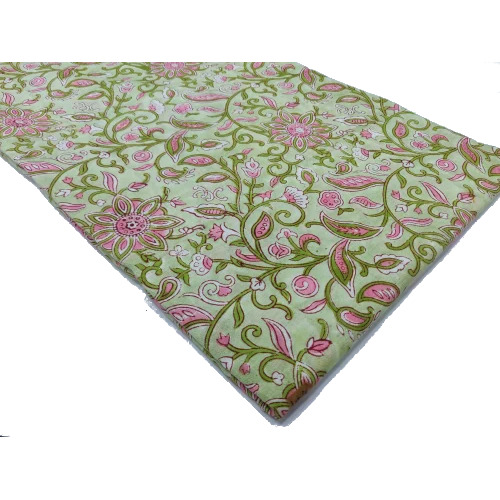Flowers Block Print Fabric - 100% Cotton, 44-45 Inch Wide, Multicolor Floral Print | Hand Washable, Suitable for Clothing and Apparel