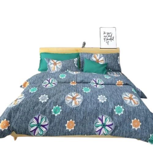 Glace Cotton Bed Sheet - Premium Quality, Floral Print Design, Double Size | Optimum Comfort, Softness & Breathability