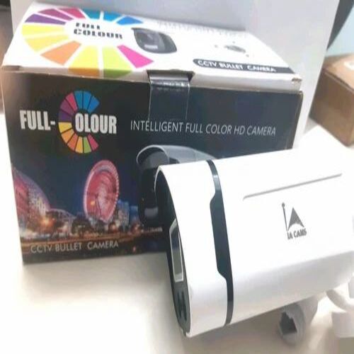 IA Cams IP Bullet Full Color Camera - Premium 4mm Lens, White Mild Steel, Wired Connectivity | Ideal for Office and Industrial Use