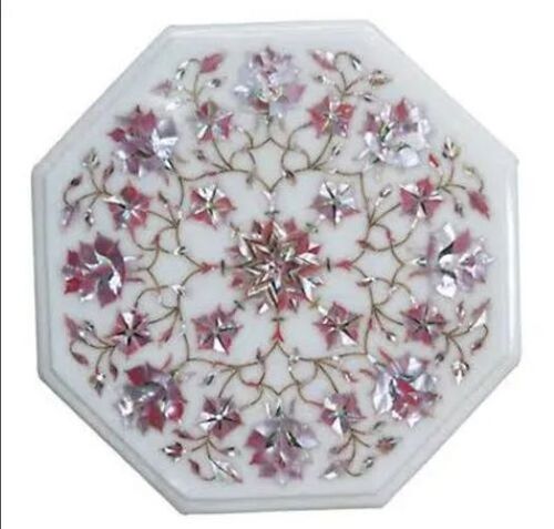 Marble Inlay Table Top - Premium Quality, Intricate Inlay & Elegant Design | Stain Resistant, Durable Build, Smooth Surface, Natural Veining, Polished Finish