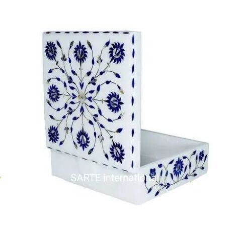 Marble Jewelry Box - Premium Quality Natural Stone, Smooth Finish & Elegant Design | Luxurious Appearance, Polished Surface, Handcrafted Detailing, Portable Handle, Square Shape