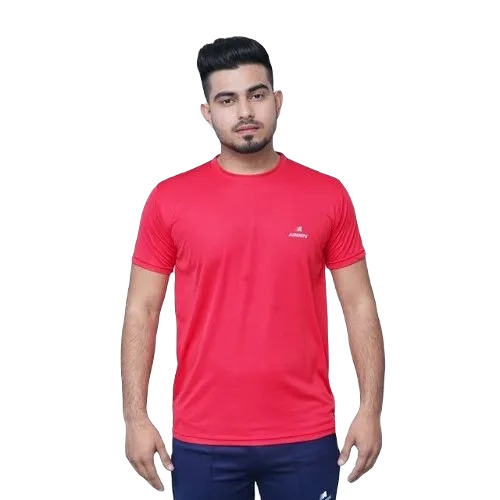 Men Pink Polyester T-Shirt - Regular Fit, O-Neck Collar, Short Sleeves | Casual Wear, Plain Pattern, Available in Sizes M, L, S, XL, XXL