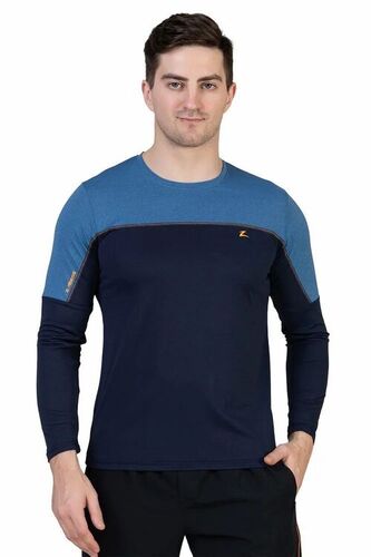 Mens Round Neck T-Shirts - Polyester Fabric, Customized Size , Casual Wear for Ages 18-35, Skin Friendly, Long Sleeves, Multicolor Options
