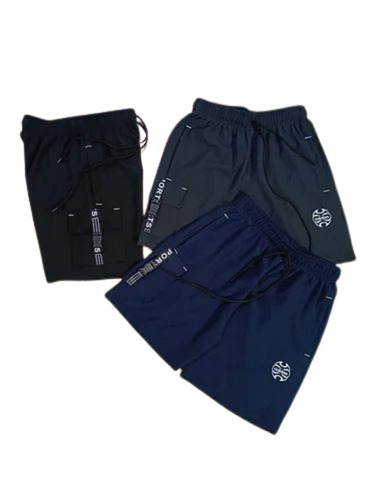 Mens Sports Shorts - Nylon Material Regular Fit Size M to XXL Blue & Black Printed Pattern | Light Weight Breathable Washable Elastic and String Waist Band