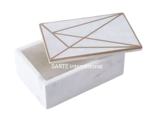 Natural Decorative Marble Box - Premium Quality Square Marble with Smooth Finish, Elegant Design, Durable Build, Portable Handle, Handcrafted Detailing for Gifts and Promotions