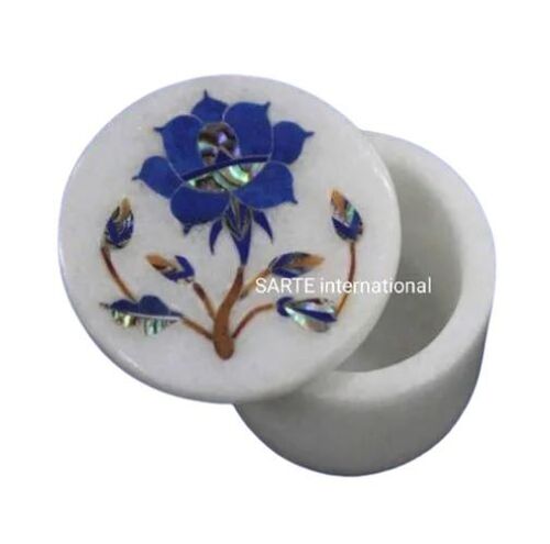 Premium Quality Marble Round Jewelry Box - Handcrafted Natural Stone, Smooth Finish , Elegant Design, Durable Build, Portable Handle, Recyclable Material, Polished Surface