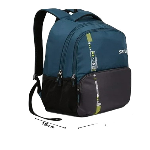 Printed School Backpack - Matty Material, Multisize, Blue Color | Moisture Proof, Zipper Top Sealing, Ideal for School Use