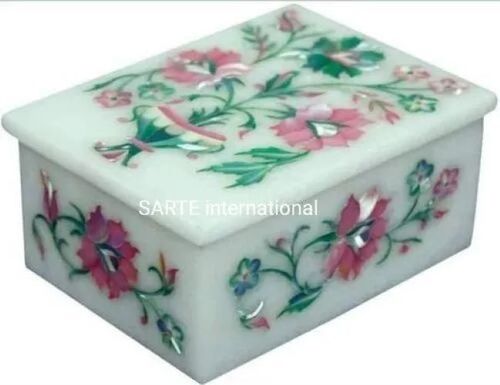 Premium Quality Handcrafted Decorative Marble Box - 3 x 4 Inch Square, Durable Build, Luxurious Look, Secure Closure, Elegant Patterns, Portable Handle, Recyclable Materials, Smooth Surface