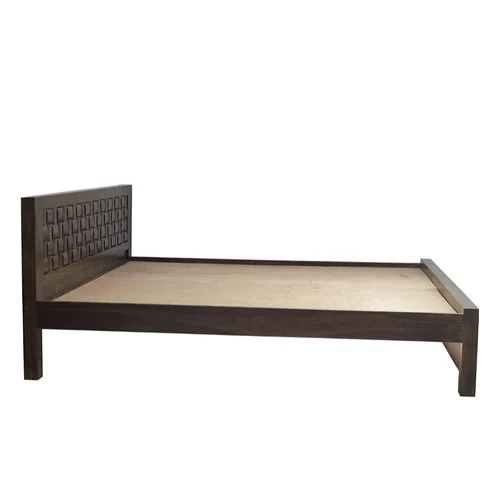 Sheesham Wooden Cot - Queen Size, Brown Finish | Modern Design, Eco-Friendly, Durable, Headboard Included