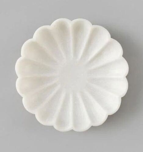 Smooth Surface Marble Decorative Plate - Premium Quality, White Color | Sturdy Build, Elegant Design, Heat Resistant, Stain Resistant, Polished Finish