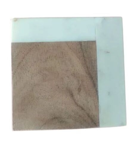 White Brown Square Shape Coaster - Marble Material | Sturdy Build Elegant Design Smooth Surface Polished Finish Durable Heat Resistant Stain Resistant