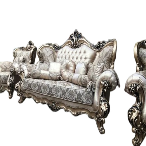 Antique Wooden Sofa Set - Teak Wood, U-Shape Design, 5 Seater Capacity | Premium Velvet Upholstery, Optimum Quality, Attractive Home Furniture