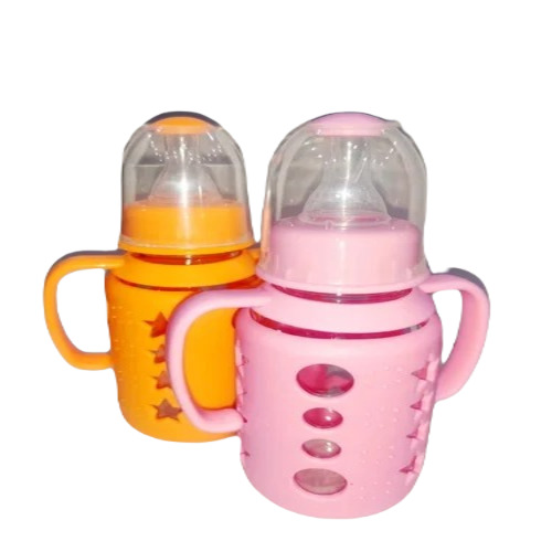 Natural Glass Feeding Bottle - Transparent, Screw Cap Design | Ideal for Newly Born Infants, Plain Pattern for Safe Milk Feeding
