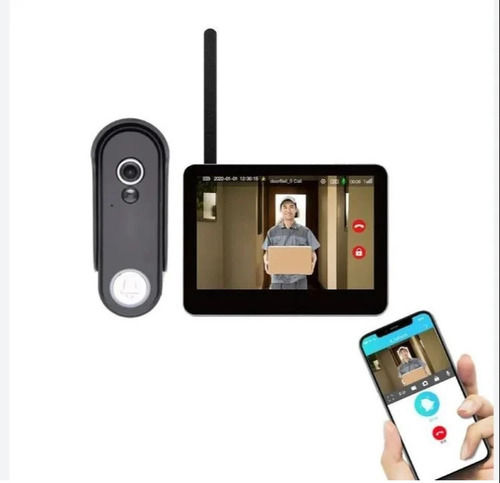 Black Wireless Video Door Phone - Material: Na