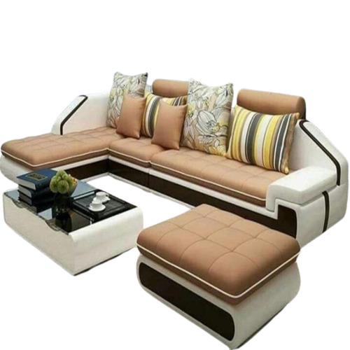 Corner Sofa Set - Premium Microfiber, 5 Seater, Ivory White | Optimum Quality, Modern Design, Attractive Living Room Furniture