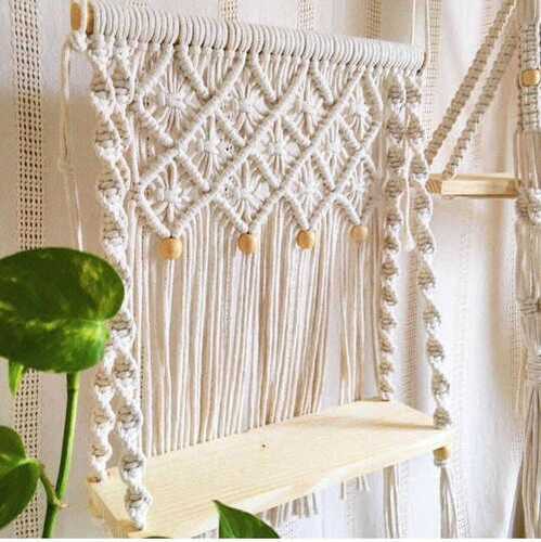 Designer Macrame Wall Hanging - Color: White