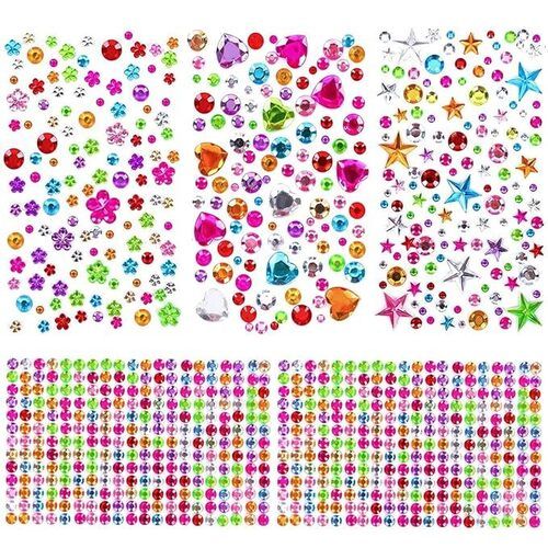 Gem Stickers Rhinestones Acrylic Color Self Adhesive Face Jewels Stickers for Women Girls Kids DIY Crafts, Makeup, Nail Art, Sketchbook and Decorations