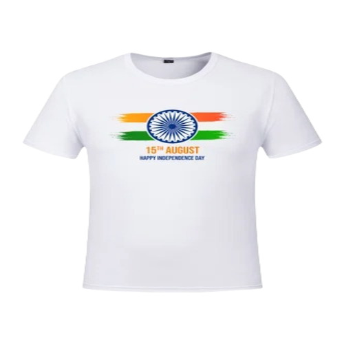 Independence Day T-Shirt - Cotton, Size M/L/S/XL/XXL, Color White | O-Neck, Unisex, Short Sleeves, Attractive Printed Pattern, Regular Fit