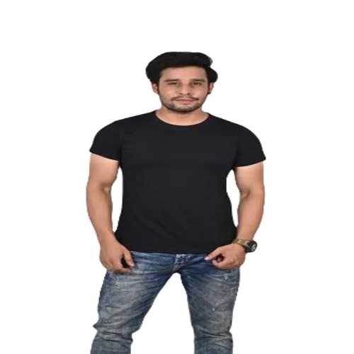 Men's Regular Fit Black Cotton T-Shirt - Attractive Pattern O-Neck Short Sleeves Sizes S-XXL