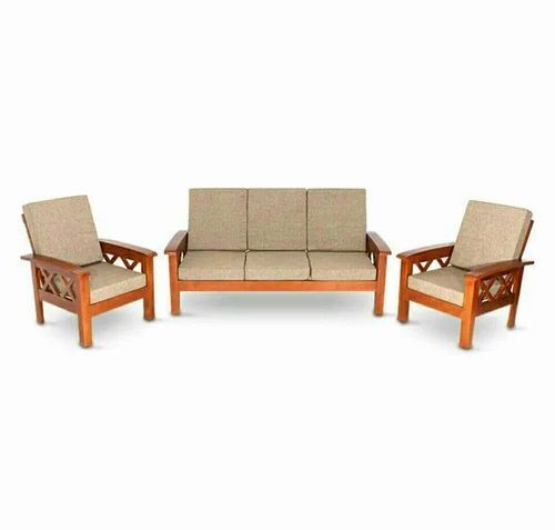 Modular Wooden Sofa Set - Premium Quality, Optimum Design | 3+1+1 Configuration, Modern Rectangular Shape, Attractive Brown Finish