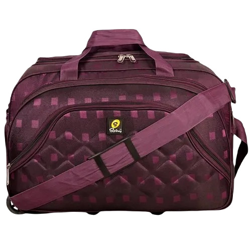 Purple Check Trolley Bag - Polyester 25 x 18 x 25 Inch Various Colors | Easy to Carry Good Quality Travel Duffle Trolley Design