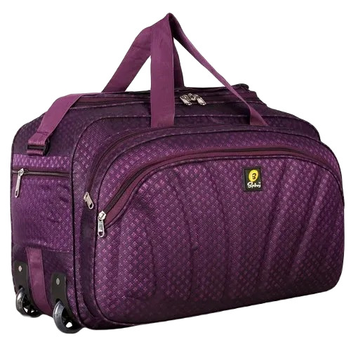 Purple Duffle Trolley Bag - Polyester, 18 x 8 x 25 Inch | Easy to Carry, Available in Various Colors, Machine Made for Travel