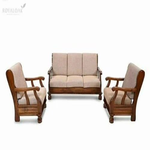 Traditional Sofa Set - Premium Cotton Upholstered, Customizable Size | Attractive Brown Wood Frame, Designed for Optimum Comfort in Living Room, Origin: India