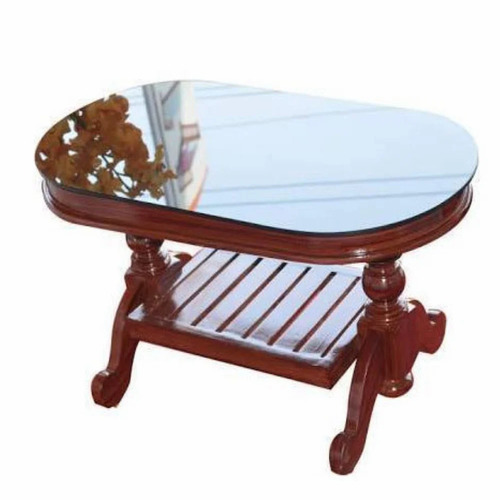Teak Wood Oval Dining Table - Polished Brown Finish with Glass Top | Premium Quality Optimum Condition Customizable Size Attractive Design Ideal for Home Use