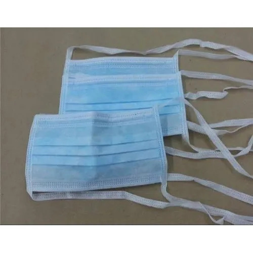 Blue Non Woven 3 Ply Medical Face Mask - Disposable Tie-On Securing Method Standard Size | Suitable for All Ages Ideal for Clinical and Hospital Use