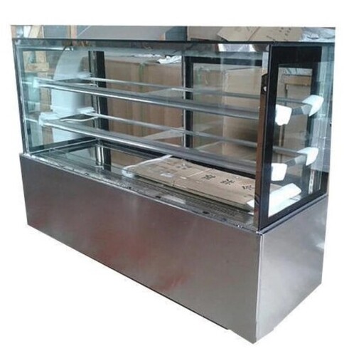 Bakery Display Counter - Glass, 4ft Height with 3 Shelves, Yellow Color, 10mm Thick Glass