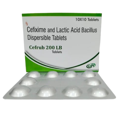 Cefixime and Lactic Acid Bacillus Tablets - Strength: 200mg, Pack Size: 10x10 Tablets, Shelf Life: 24 Months, Storage: Dry and Cool Place