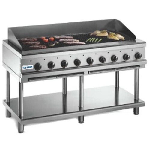 Commercial Gas Range - Stainless Steel, 9 Burner, Polished Silver Finish | ISI Certified, Portable Design for Hotel, Motel, and Restaurant Use