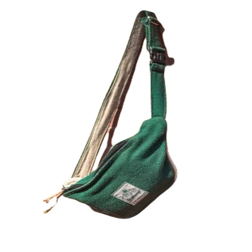 Hemp Fanny Pack - Medium Size , Premium Quality Green Bag with Plain Pattern for Personal Use