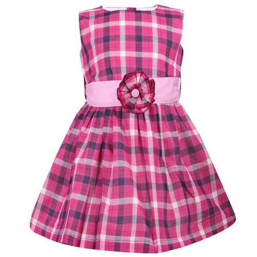 High Design Cotton Check Frock - Cotton Plus Size [M S XXS] Pink | Sleeveless Soft Fabric Lightweight Feel Anti-UV Playful Prints