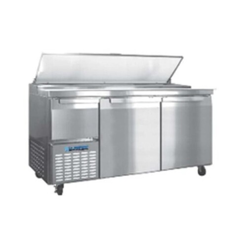 Pizza Make Line Refrigerator - Stainless Steel, Polished Finish, 430W Power, 240V Voltage | Ideal for Commercial Pizza Preparation