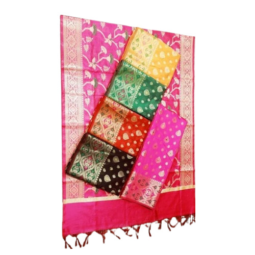 Printed Unstitched Cotton Suit - 300 GSM, 44-45" Width, Multicolor Weaving Design, 2.4m Dupatta Length | No Fade, Suitable for Spring, Summer, Winter