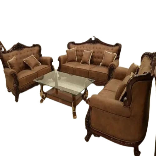 Wooden Sofa Set - Premium Quality Teak Wood, Customized Size, Brown Finish | Modern Indian Style, Polished Surface, Designed for Optimum Comfort