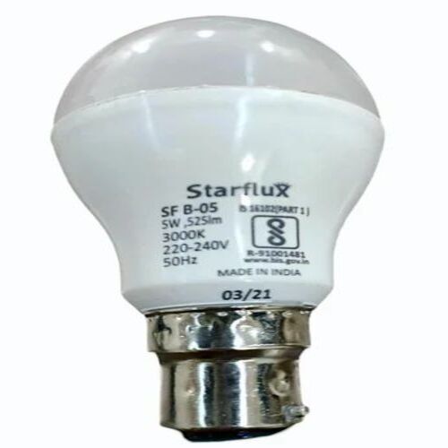 5w Led Bulb - Premium Quality, Cool White Light | Aluminium Round Shape, 500 Lumens, 90-440v Input