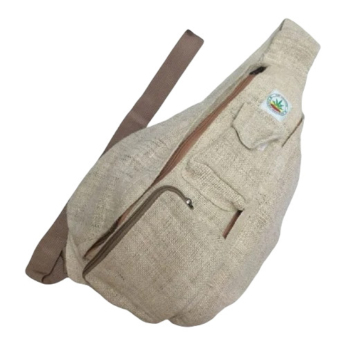 Hemp Cross Body Bag - Large Size Grey Color | Zipper Top Biodegradable Moisture Proof Premium Quality