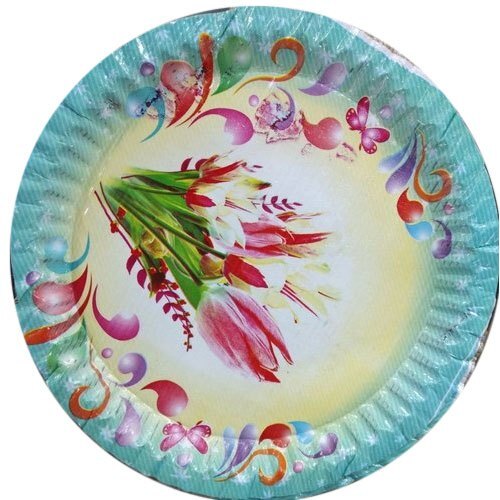 Designer Paper Plate - Printed Multicolor, Cold & Heat Resistant | Durable, Fine Finished, Customized Size, Disposable for Parties and Events