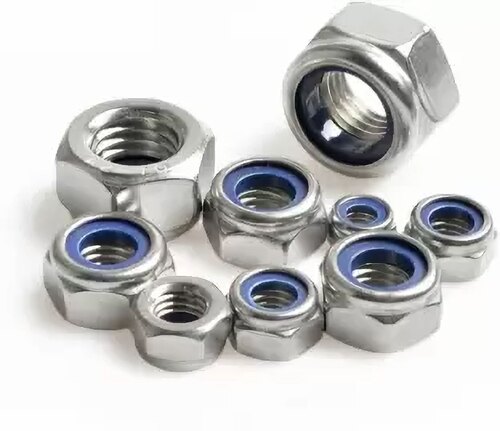 Hex Nylock Nut - Stainless Steel, Standard Size, Silver Finish | Rust and Corrosion Resistant, Long Life Durability, Easy to Use