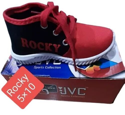 Kids Black And Red Casual Shoes - Rexin Upper Material Sizes 5-10 | Breathable Fabric Lightweight Design Padded Insole Slip-Resistant Sole Flexible Fit