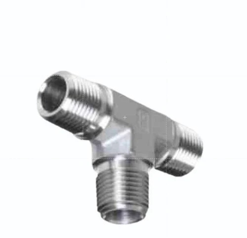 Male Threaded Tee - Polished Stainless Steel SS 316/SS 304 Silver Male Connection Type T Shape Design