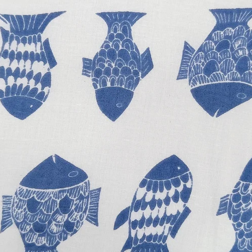 Nursery Cartoon Print Hand Block Print 100% Cotton Fabric - Approx 80 GSM, Multicolour, 44-45 Inch Width, Washable for Summer Garment Applications