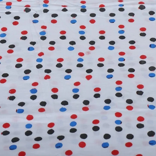Nursery Dot Print Hand Block Print 100% Cotton Fabric - Approx 80 GSM, Multicolour Washable Printed Cotton Fabric, Width 44-45 Inch
