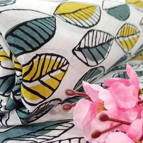 Nursery Print Hand Block Cotton Fabric - 44-45 Inch Width, Multicolour Design | Woven for Summer, Washable 100% Cotton